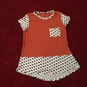Tunic T-shirt orange and polka dot